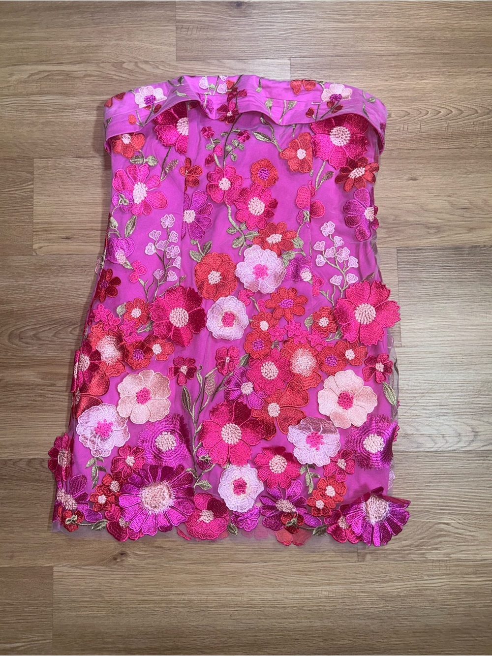 A’ltar’d State Strapless Floral Embroidered Mini Dress Pink Size L